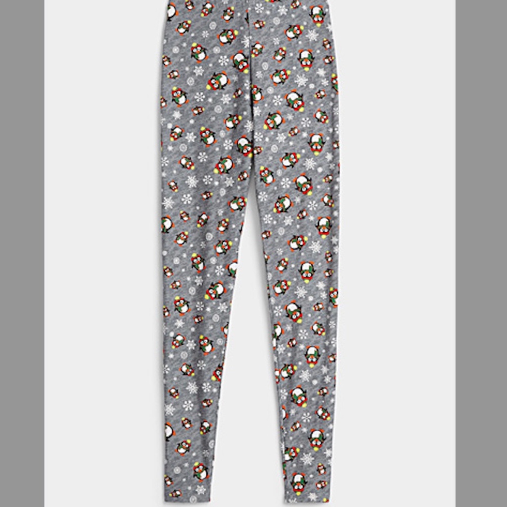Festive winter holidays themed high rise stretch leggings NWT